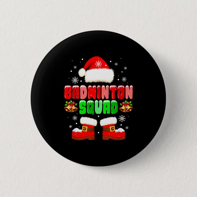Badminton Squad Costume Christmas Player Team Funn Button (Front)