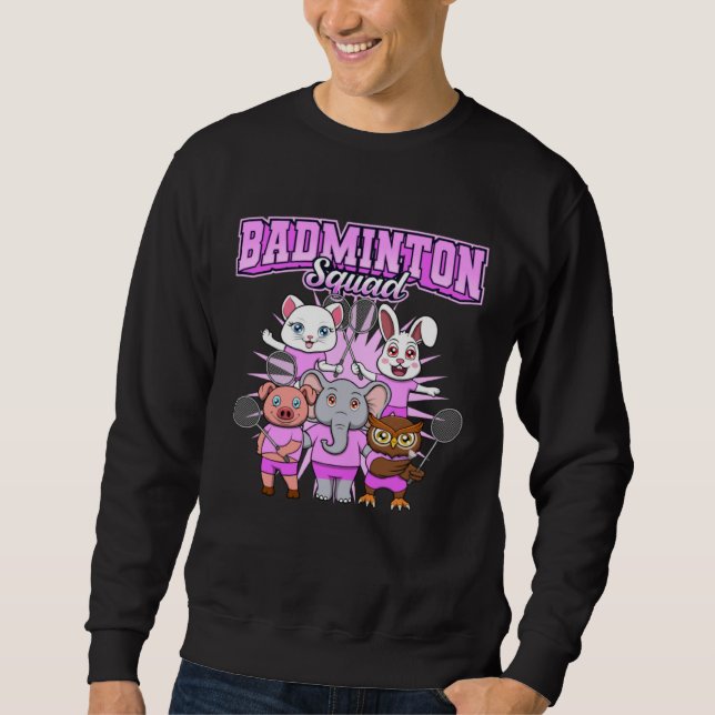 Badminton Squad Cute Animals Shuttlecock Sweatshirt (Front)