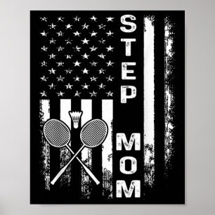 Badminton Step Mom American Flag Vintage Christmas Poster