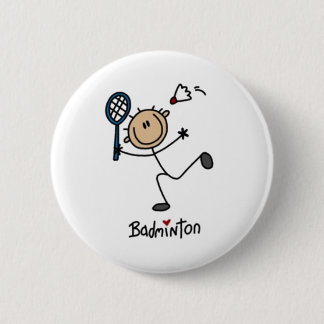 Badminton Stick Figure Pinback Button