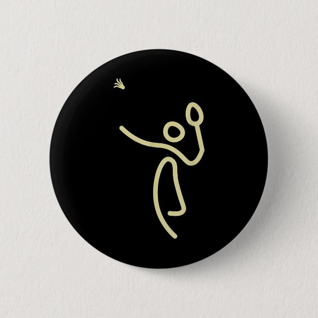 Badminton Stick Man – Shuttle Gift Idea  Button (Front)