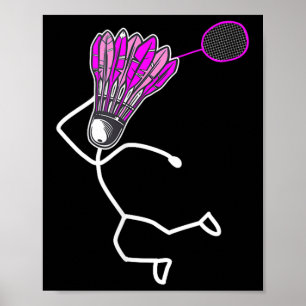 Badminton Stylish Cool Stick Figure Girl Poster
