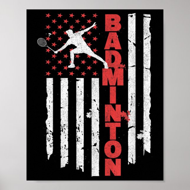 Badminton Team American Flag Usa Badminton For Wom Poster (Front)