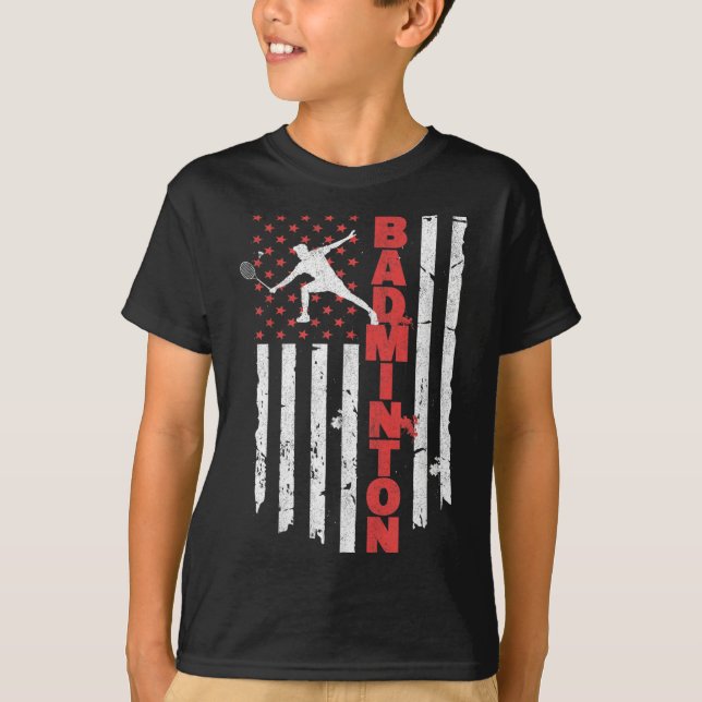 Badminton Team American Flag Usa Badminton For Wom T-Shirt (Front)