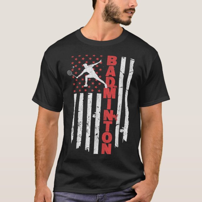 Badminton Team American Flag Usa Badminton For Wom T-Shirt (Front)