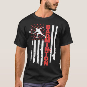 Badminton Team American Flag USA Badminton T-Shirt