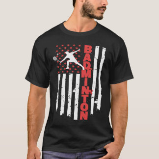 Badminton Team American Flag USA Badminton T-Shirt