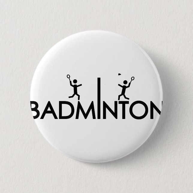 badminton text icon pinback button (Front)