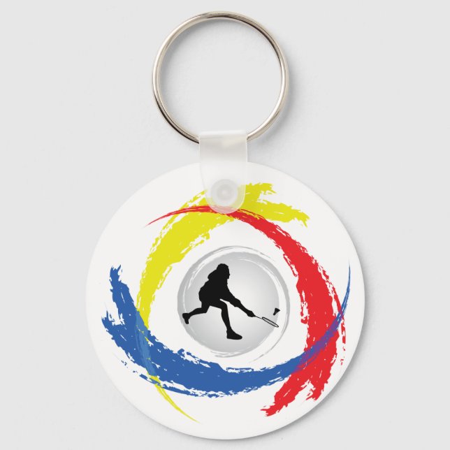Badminton Tricolor Emblem Keychain (Front)