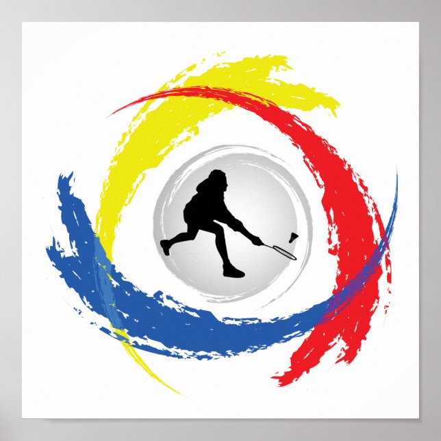 Badminton Tricolor Emblem Poster (Front)