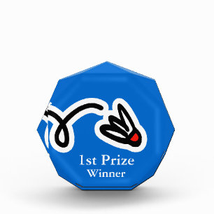 Badminton trophy award with custom name text