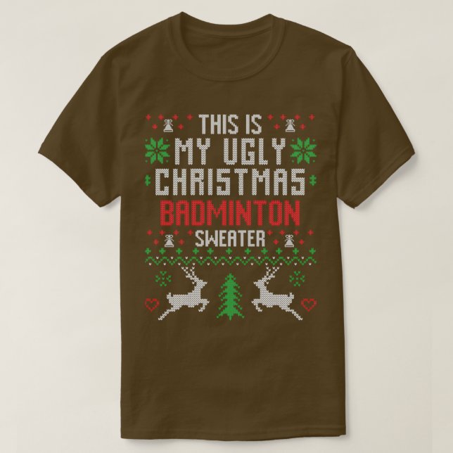 Badminton Ugly Christmas Sweater T (Design Front)