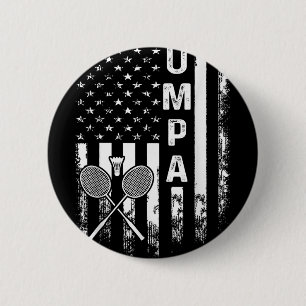 Badminton Umpa American Flag Vintage Christmas Xma Button