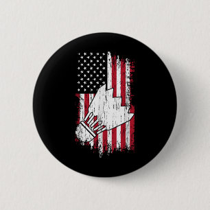 Badminton - Usa American Flag Badminton Tees Women Button