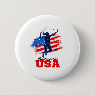 Badminton Usa Support Team American Flag Sports Lo Button