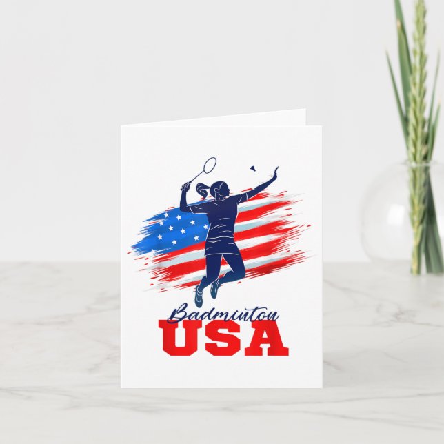 Badminton Usa Support Team American Flag Sports Lo Card (Front)