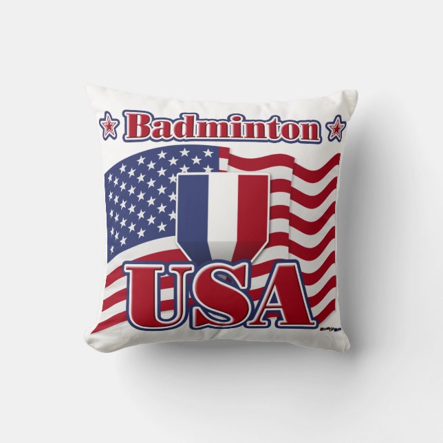 Badminton USA Throw Pillow (Front)