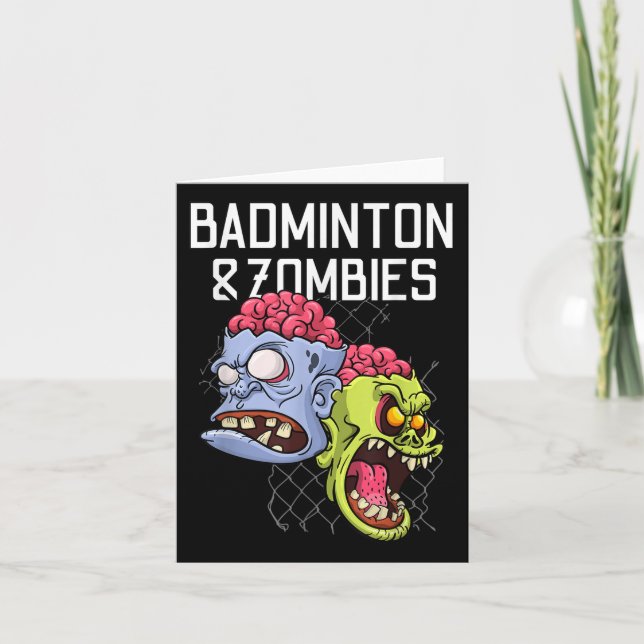Badminton Zombies Funny Sports Game Racket Shuttle Card (Front)
