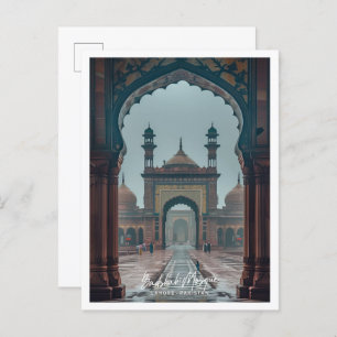 Badshahi Mosque in Lahore Art travel famous place Postcard