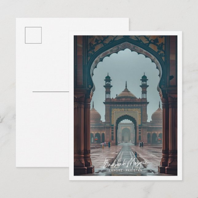 Badshahi Mosque in Lahore Art travel famous place Postcard (Front/Back)