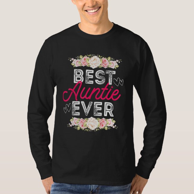 Bae Best Auntie Ever Floral Graphic Aunt Women T-Shirt (Front)
