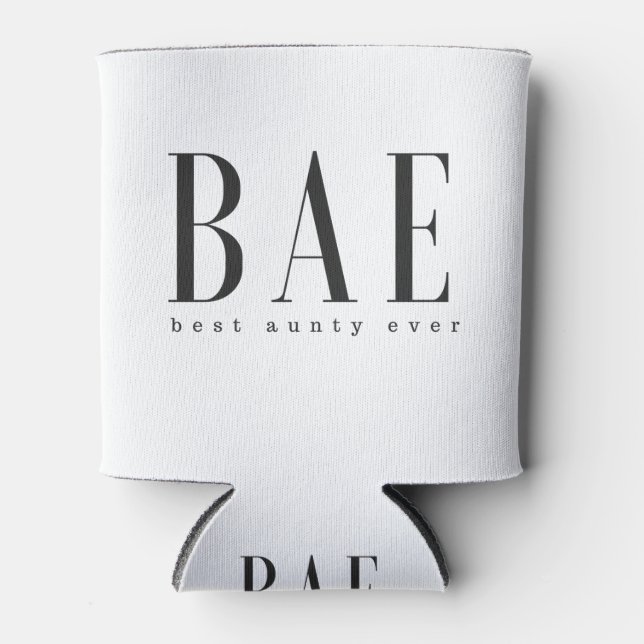 BAE best aunty ever black white logo Can Cooler (Front)