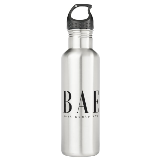 BAE best aunty ever black white logo Stainless Steel Water Bottle (Front)