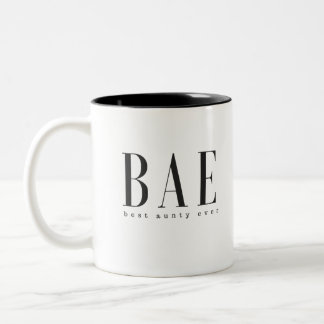 BAE best aunty ever black white logo Two-Tone Coffee Mug