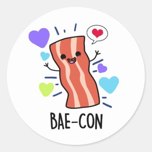 Bae_con Funny Bacon Pun  Classic Round Sticker