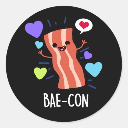 Bae_con Funny Bacon Pun  Classic Round Sticker