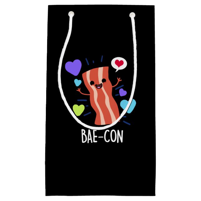 Bae-con Funny Bacon Pun Dark BG Small Gift Bag (Front)
