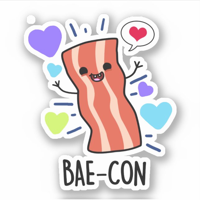 Bae-con Funny Bacon Pun  Sticker (Front)