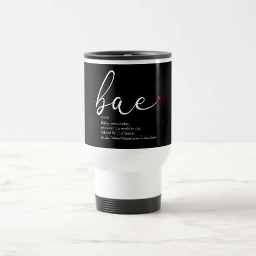 Bae Definition Chic Script Red Love Heart Travel Mug