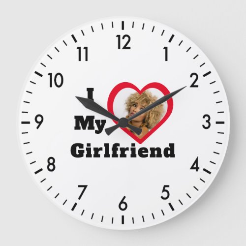 Bae Personalized Custom Photo I Love My Girlfriend Large Clock
