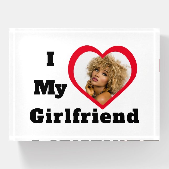 Bae Personalized Custom Photo I Love My Girlfriend Paperweight (Front)