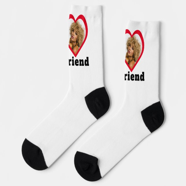 Bae Personalized Custom Photo I Love My Girlfriend Socks (Left)
