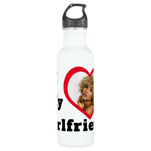 Bae Personalized Custom Photo I Love My Girlfriend Stainless Steel Water Bottle (Front)