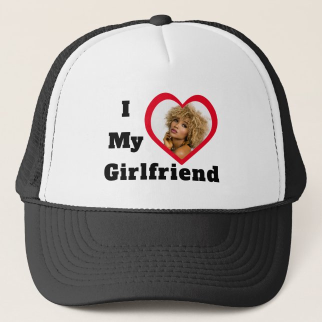 Bae Personalized Custom Photo I Love My Girlfriend Trucker Hat (Front)