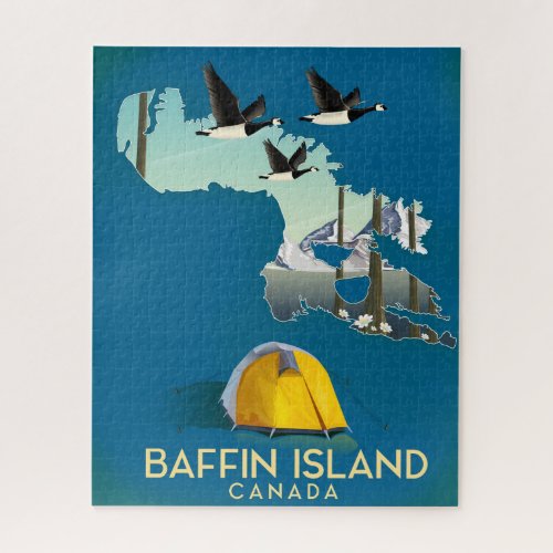 Baffin island map Canada travel poster Jigsaw Puzzle