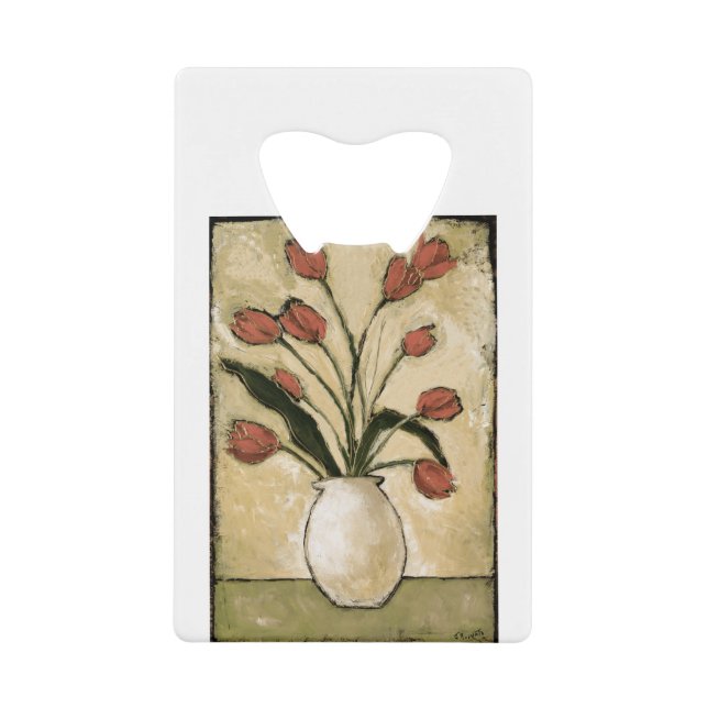 BAG10-V2 Tulips in Red.tif Credit Card Bottle Opener (Front)