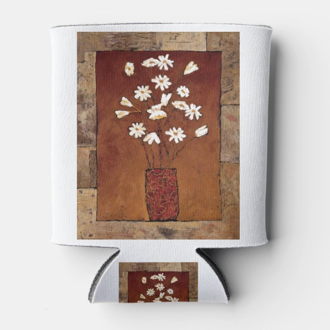 BAG12 White Flowers.tif Can Cooler (Front)