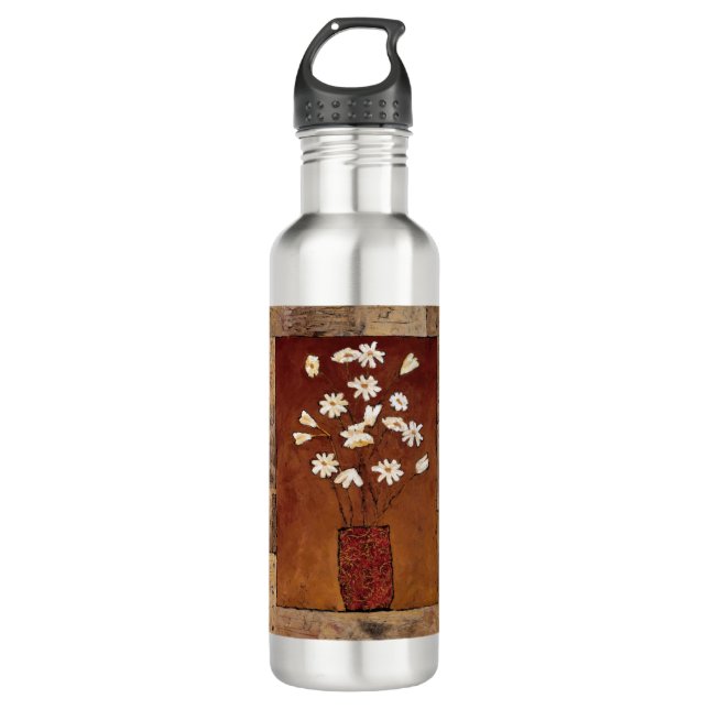 BAG12 White Flowers.tif Stainless Steel Water Bottle (Front)