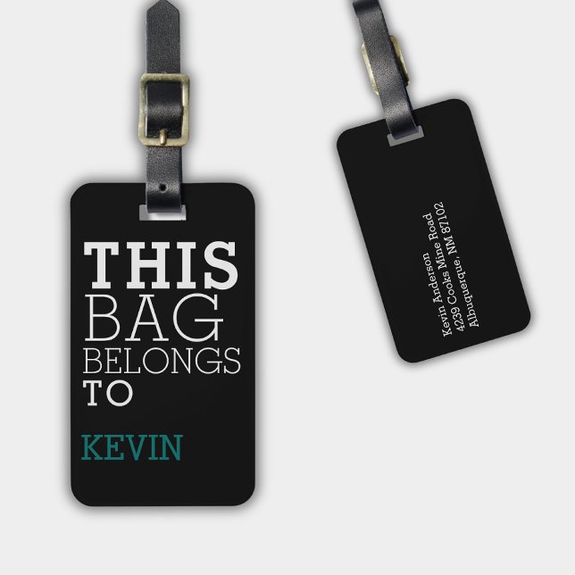 Bag Attention Name Address Personalized Black Luggage Tag (Creator Uploaded)
