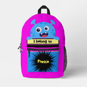 Bag Buddy Blue Happy Monster Personalized Backpack