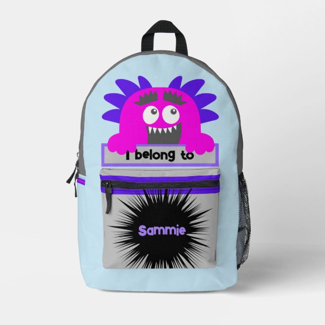 Bag Buddy Cute Pink Monster Personalized Backpack (Front)