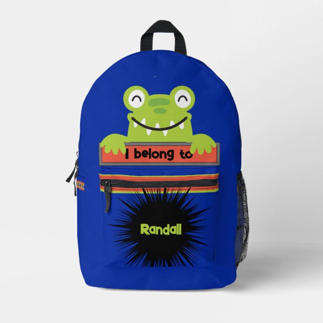 Bag Buddy Happy Green Frog Personalized Backpack (Front)
