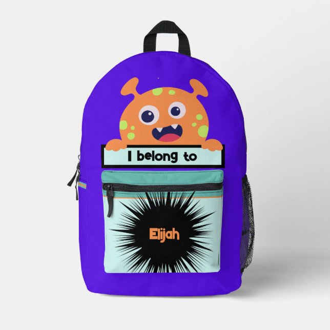 Bag Buddy Orange Monster Personalized Backpack (Front)