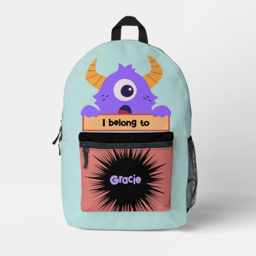 Bag Buddy Purple Monster Personalized Backpack