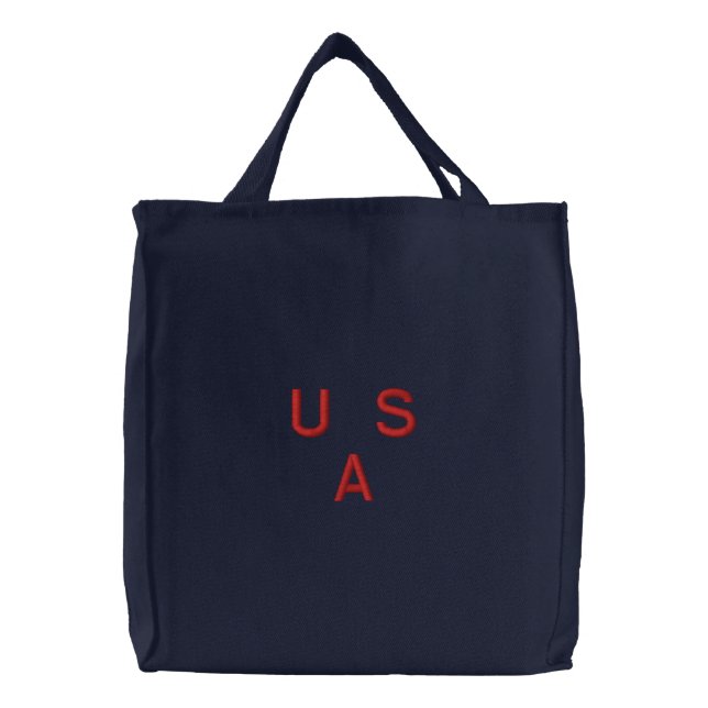BAG  CANVAS   USA   RED  EMBROIDERY (Front)