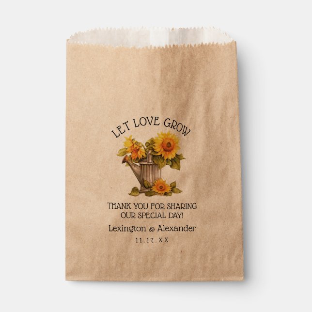 Bag For Sunflower Seeds Wedding Guest Favor | (Front)